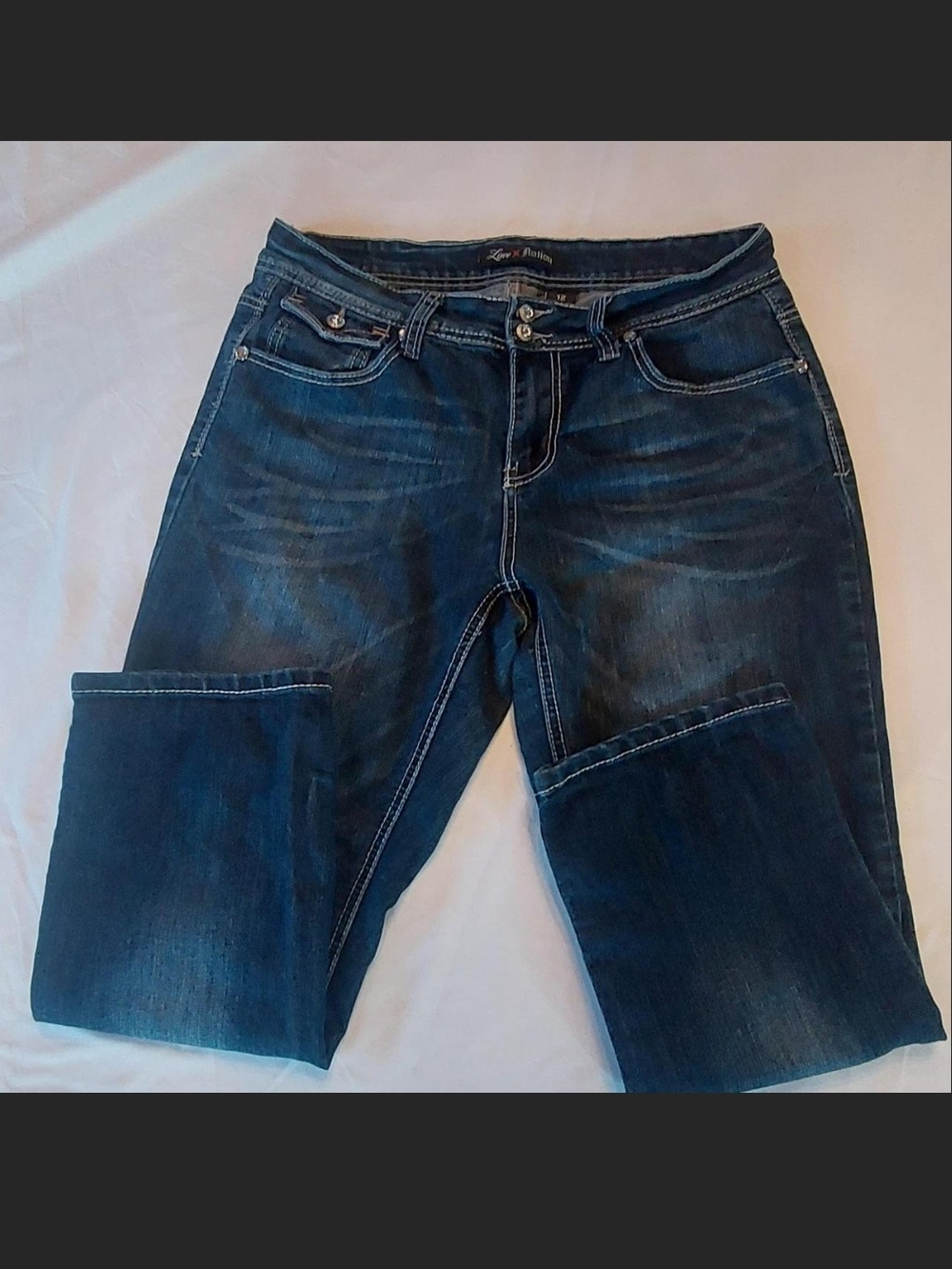 Love Nation Y2K Embellished Flap Pocket Bootcut Jeans Size 12